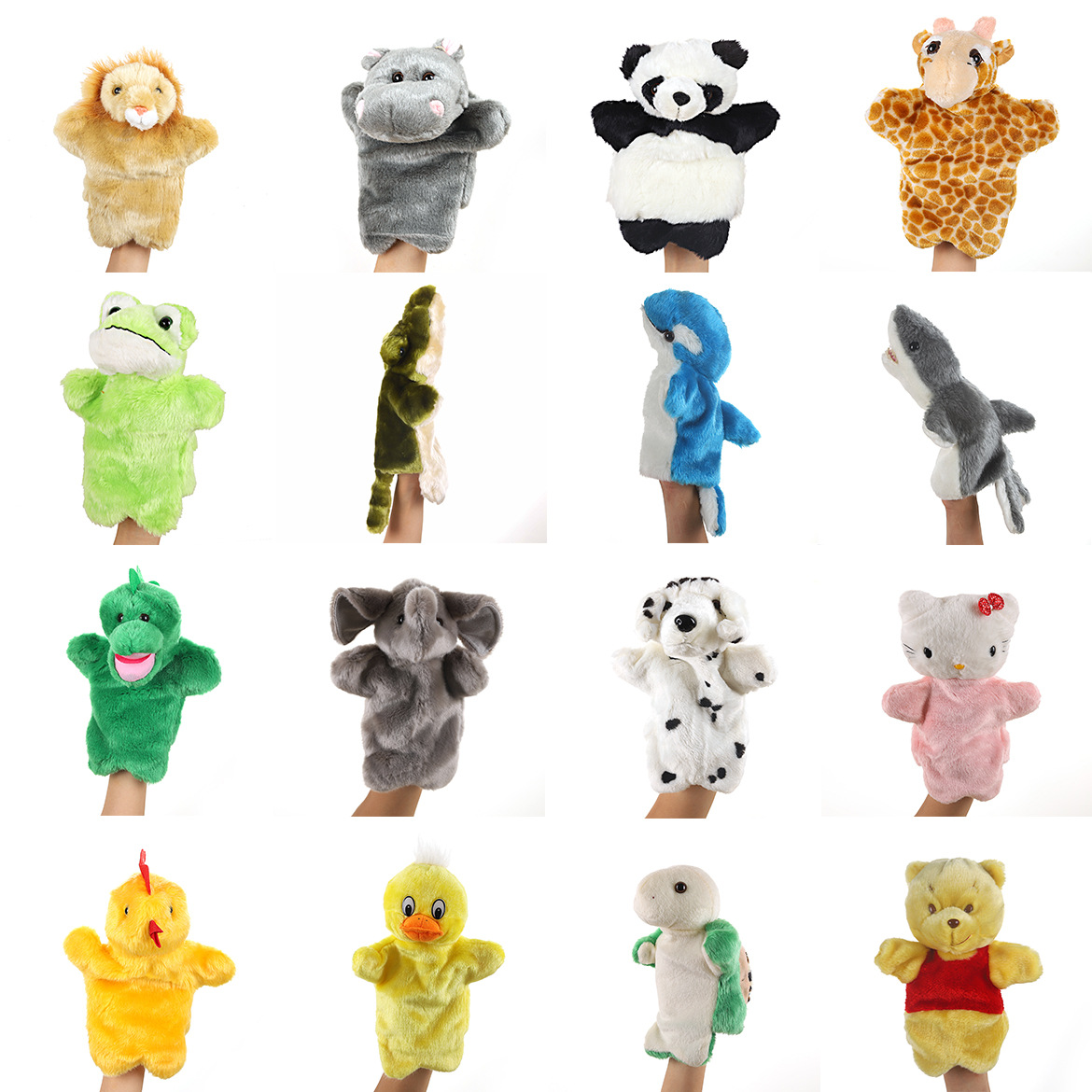 Wholesale Toys Kawaii Custom Role Play Game Early Education Stuffed Cartoon Animal Plush Finger Hand Puppet Toys