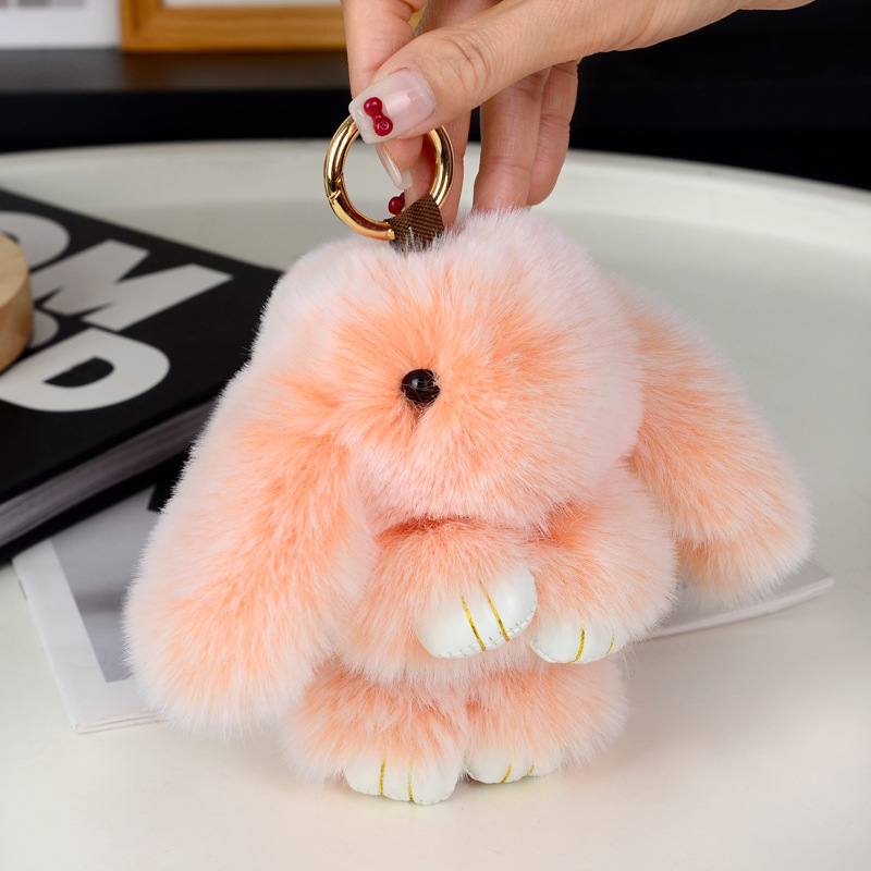 15cm Cute Faux Fur Bunny Doll Keychain Soft And Fluffy Plush Pendant Keyring For Cars Bag Or Daily Use Made Of Polyester