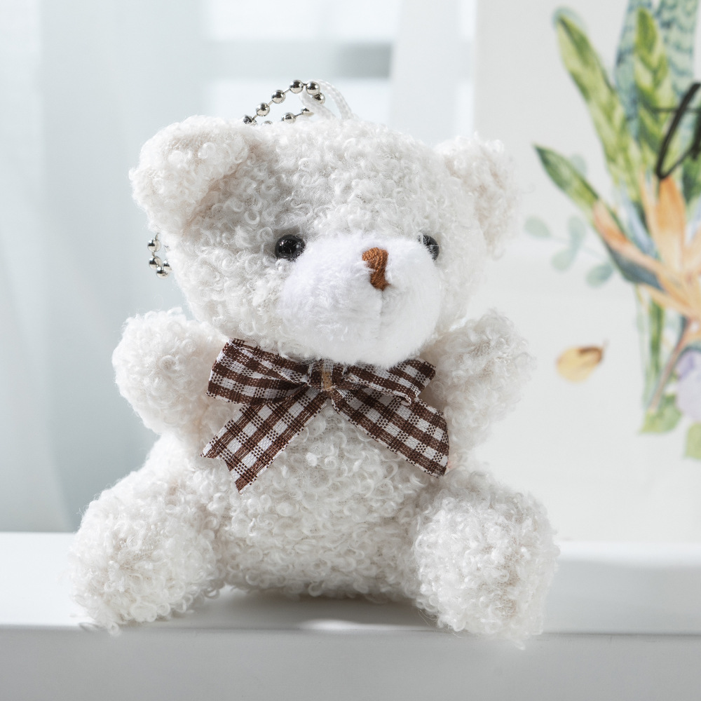 Cute Cartoon Mini Bow Tie Bear 3D Soft PP Cotton Plush Toy Bag Car Keychain Pendant Doll Wholesale