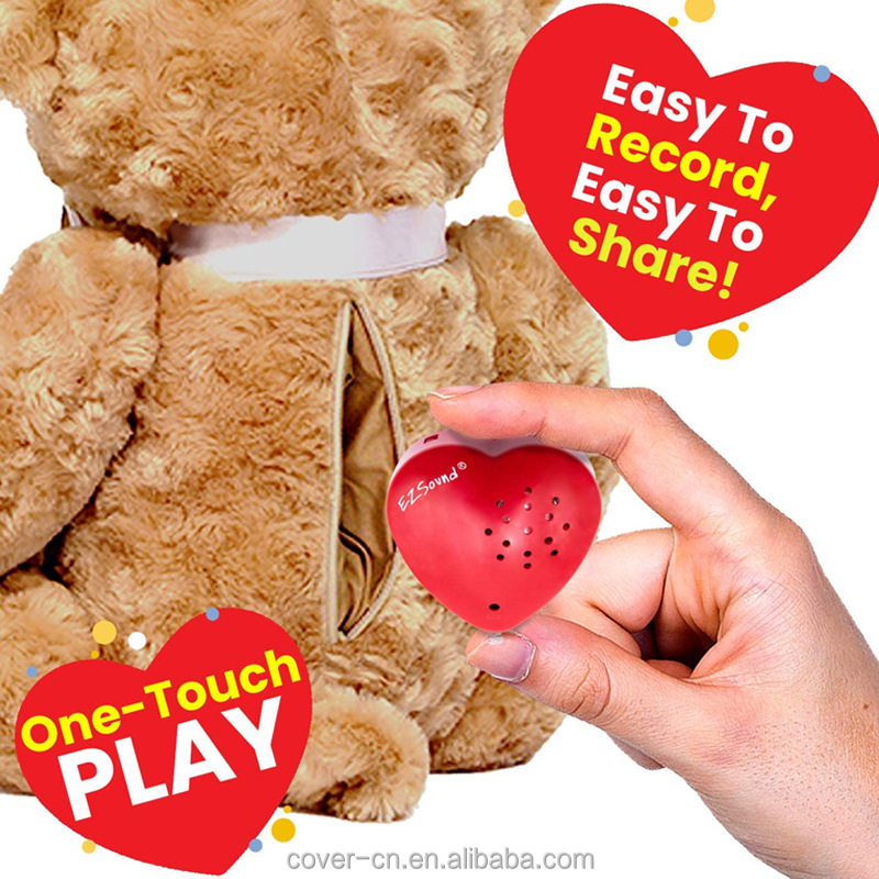 Red Heart Shaped Sound Recorder Stuffed Animal Toy Novelty Gifts Voice Recorder Sound Recording Device Plush Bear Toy