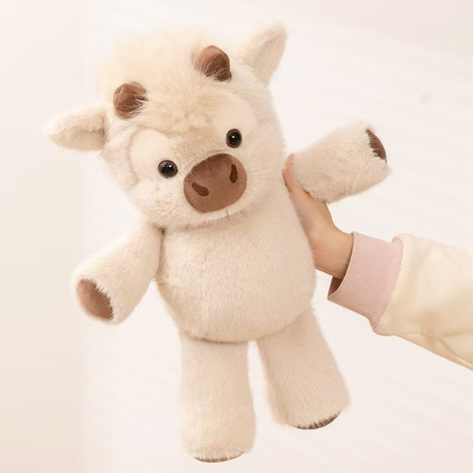 Factory Direct Cute Plush Toys Soft Toys Cream White Highland Cow Stuffed Animals Plush Toys for Kids Gift