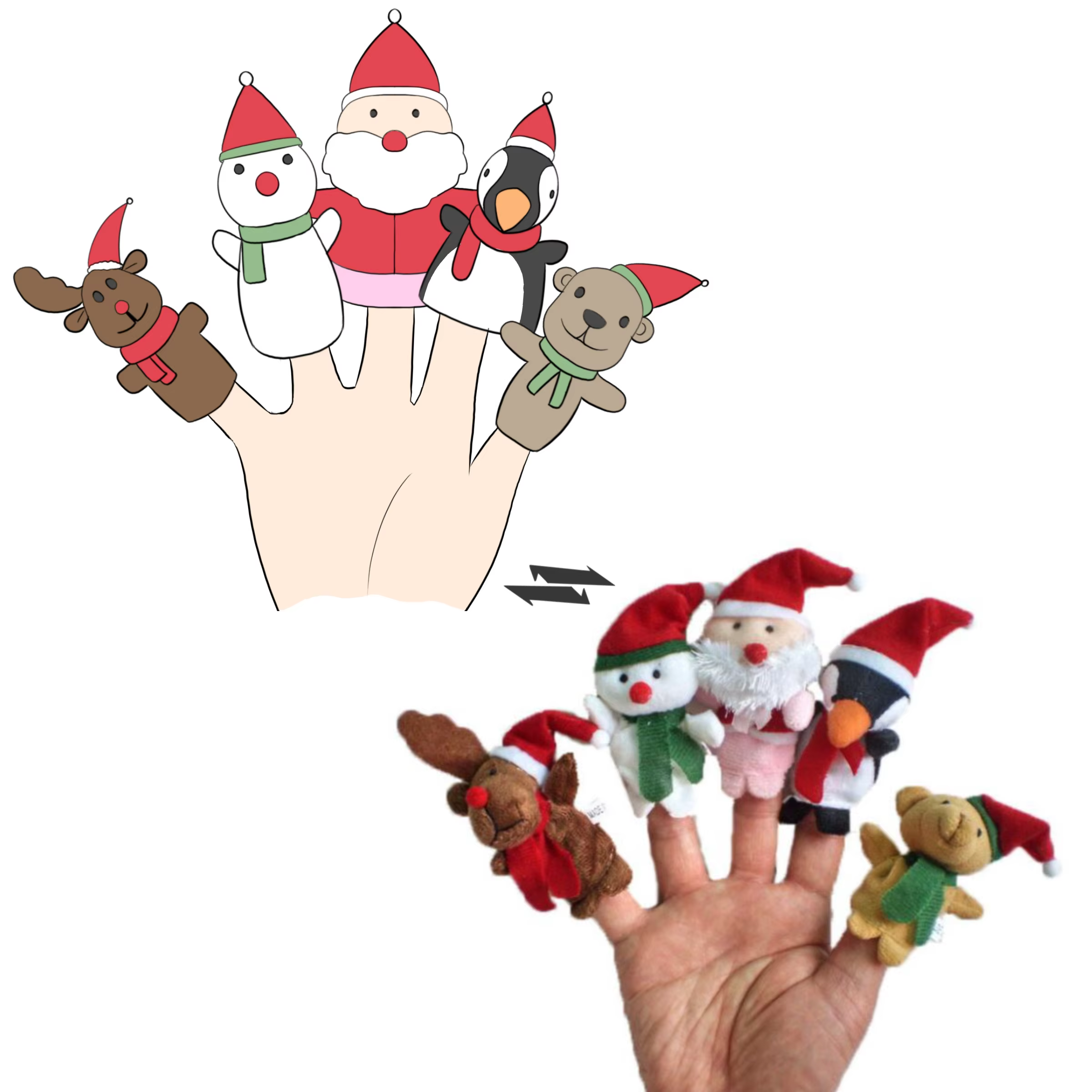 Custom Plush Puppet Finger Soft Hand Accessory Toys Stuffed Animal Mini Cute Kawaii Doll for Kids Educational Story Telling