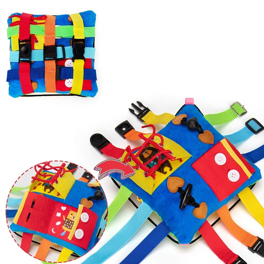 Sensory Plush Education Pillow Toys for Children Learning Fine Motor Skill Problem Solving Buckles Educational Travel Toy