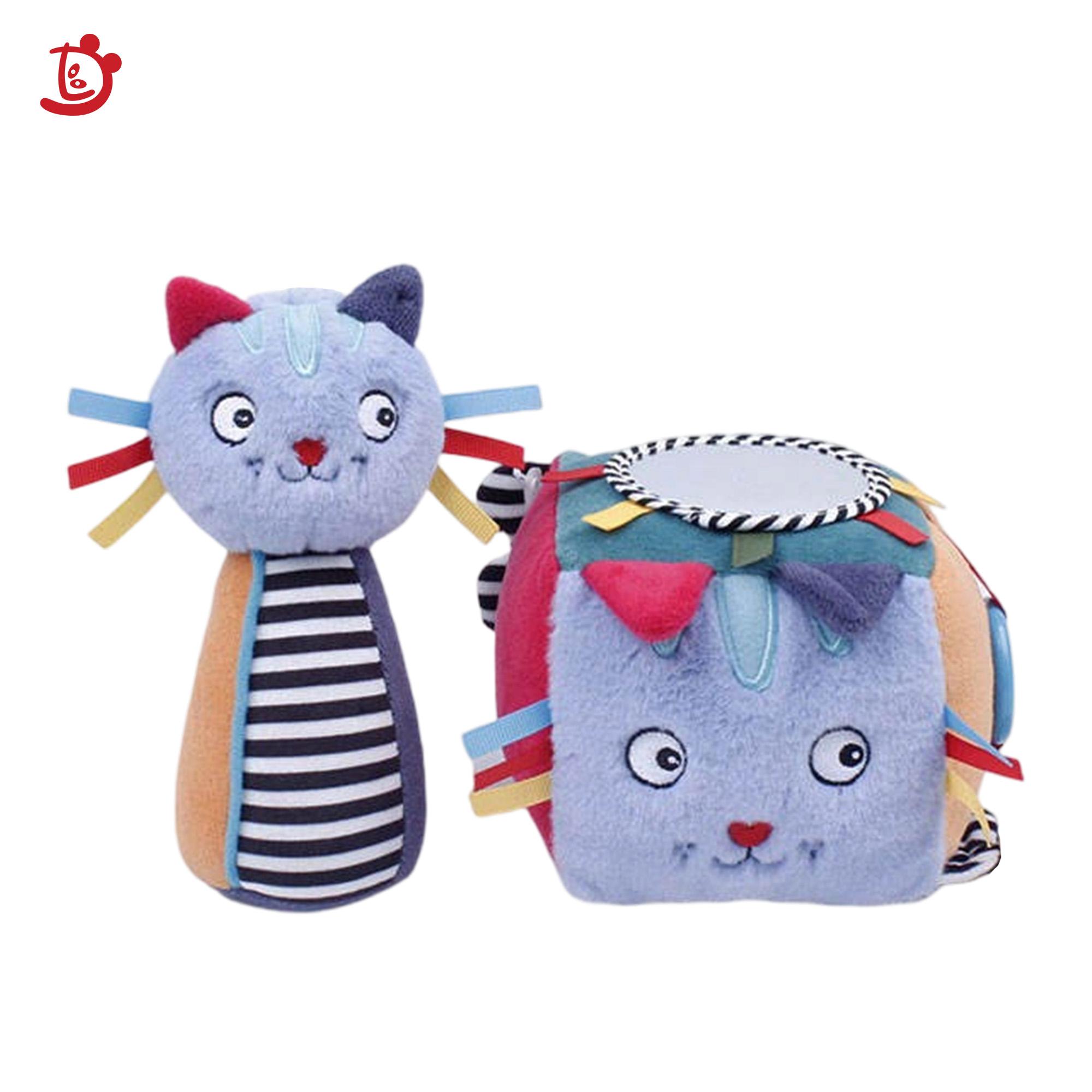 Newborn Educational Musical Soft Plush Toys with Mirror Sensory Three-Dimensional Rattle for 0-24 Months Old