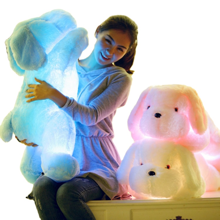 CPC Colorful Glowing Dog Dolls Luminous Big Stuffed Animal Plush Baby Soft Toys Led Light Up Dogs Plush Kids Toys