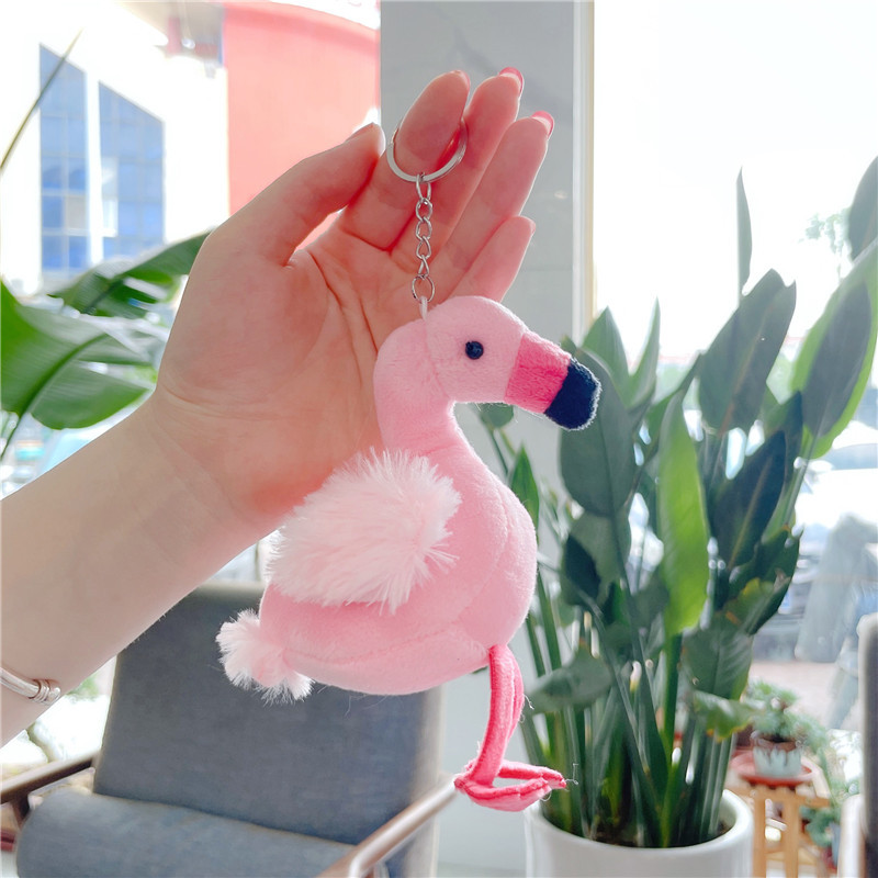 Wholesale Oem Cute Soft Lovely Cartoon Pendant Flamingo Doll Toys Plush Keychains for Kids Children