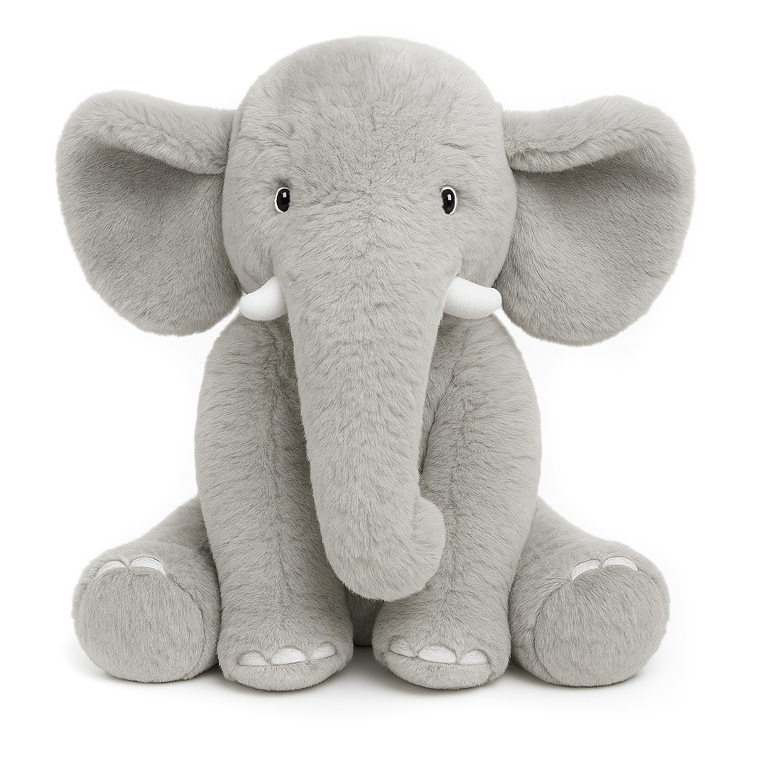 Soft Elephant Plush Toy Stuffed Animal Giant Cuddly Grey Elephant Doll Fluffy Hugging Pillow Plushie for Kids Bedroom Decor Gift