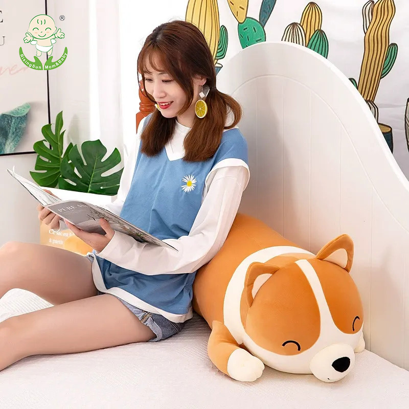 Corgi Dog Plush Toy Big Long Corgi Throw Pillow Clamp Leg Hug Big Stuffed Animal Doll Soft Fabric Decorations Valentine's Day