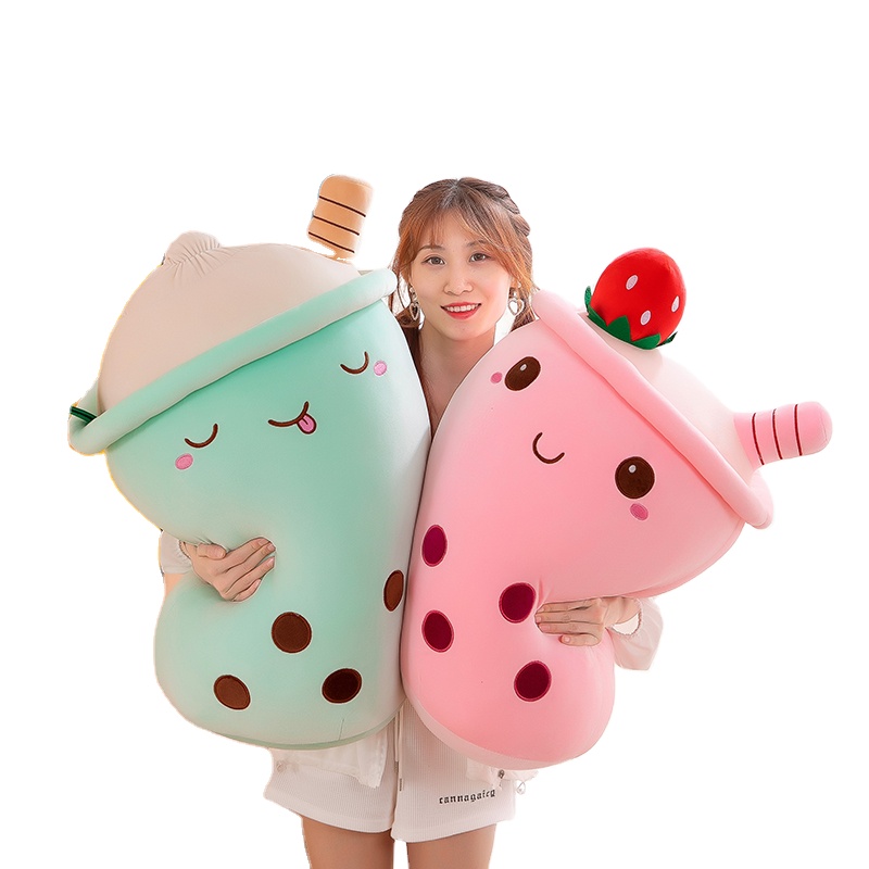 Hot Sell Cute Strawberry Drink Plush Stuffed Toy Soft Ice Cream Milk Tea Plush Boba Tea Toy Boba Plushie Pillow Peluche