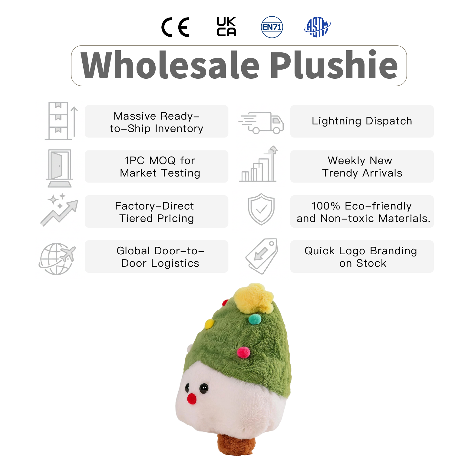 Professional Factory Verified Supplier Soft Fluffy Christmas Tree Plush CE EN71 ASTM Certified Stuffed Toy Kids Holiday Gift