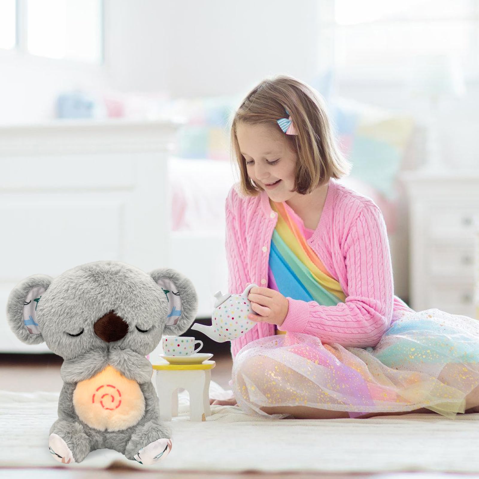 Cute Breathing Luminous Music Koala Doll Arrily Anxiety Relief Koala Baby Sleeping Artifact Soothing Plush Toy