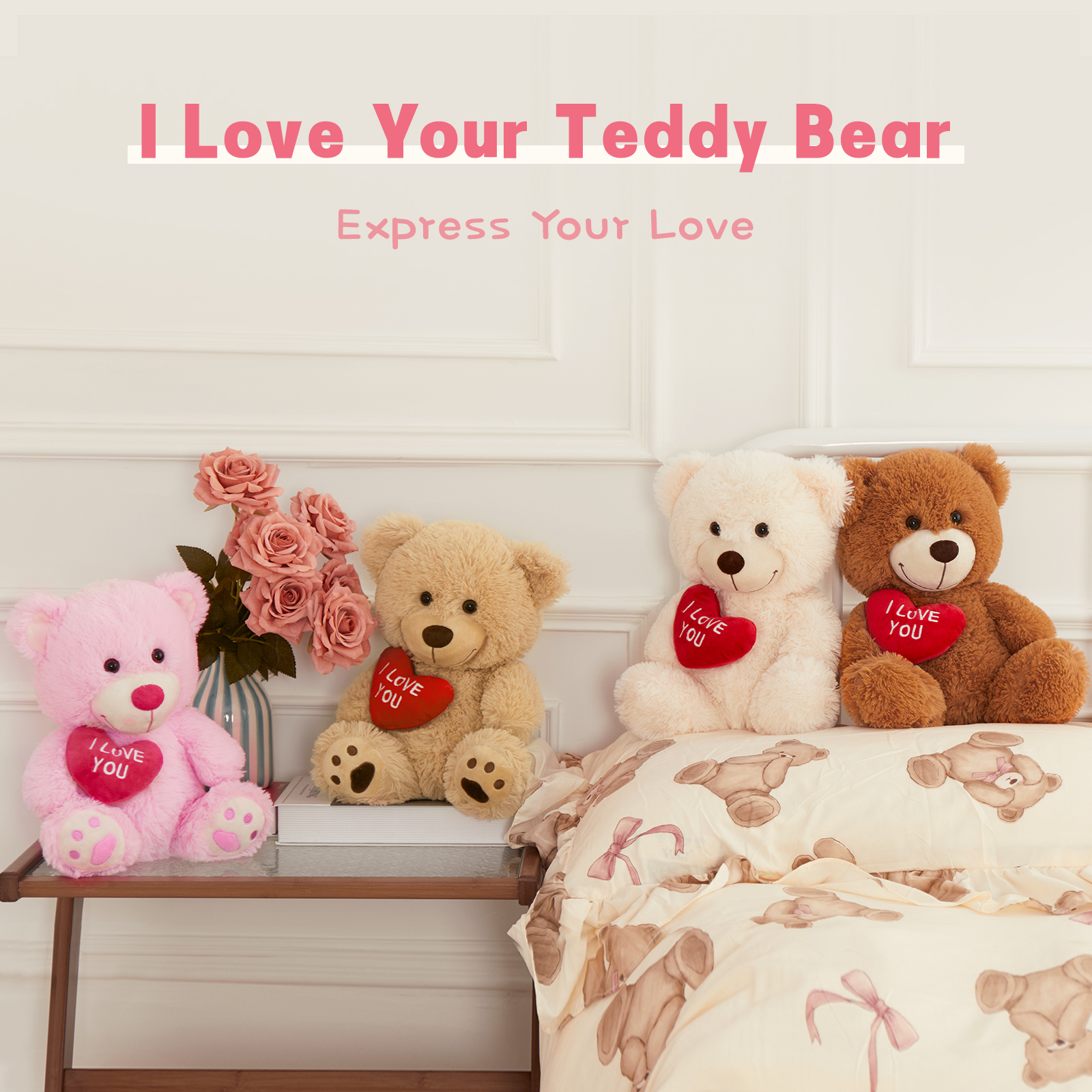 Hot Selling High Quality 30cm Valentine Day Teddy Bear with Heart for Girlfriend Boyfriend I love You Plush Toy