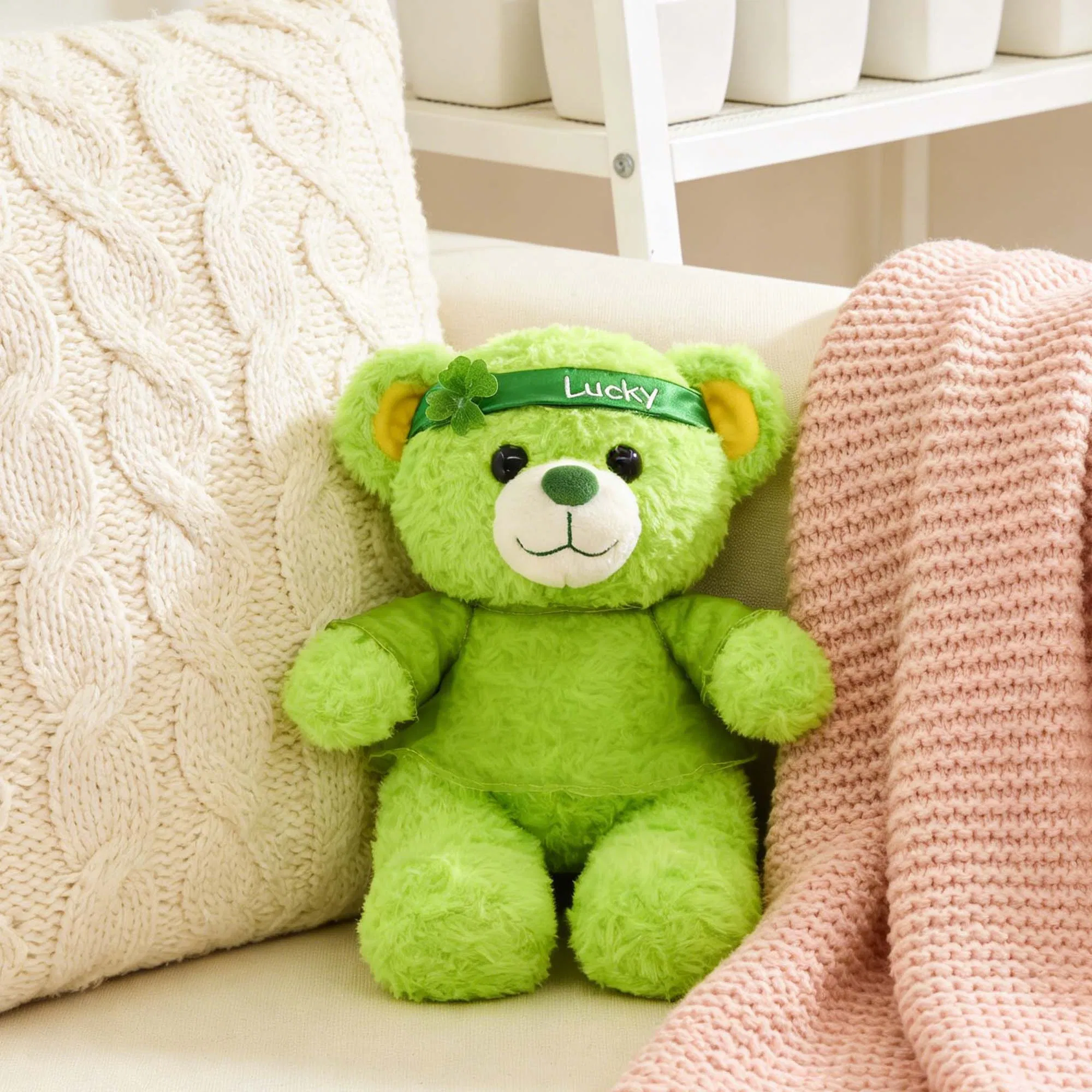 Four-Leaf Clover Luck Scented Bear Plushies Used for Promotional Purposes Custom Breathing Teddy Bear Sensory Stuffed Animal Toy
