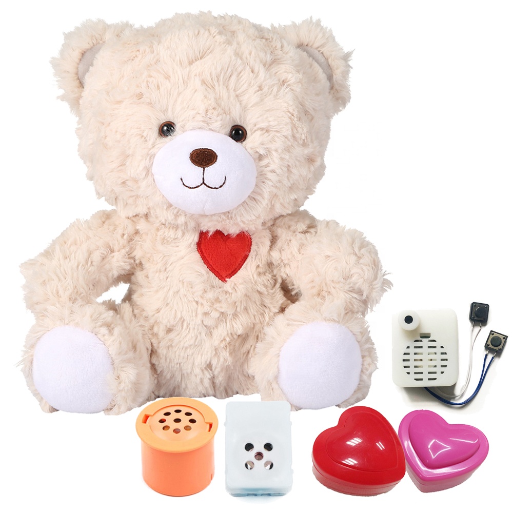 Custom Plush Record Your Voice Plush Animal Toys OEM Design Teddy Bear With Recording Heart Beat