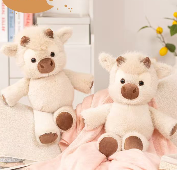 Factory Direct Cute Plush Toys Soft Toys Cream White Highland Cow Stuffed Animals Plush Toys for Kids Gift