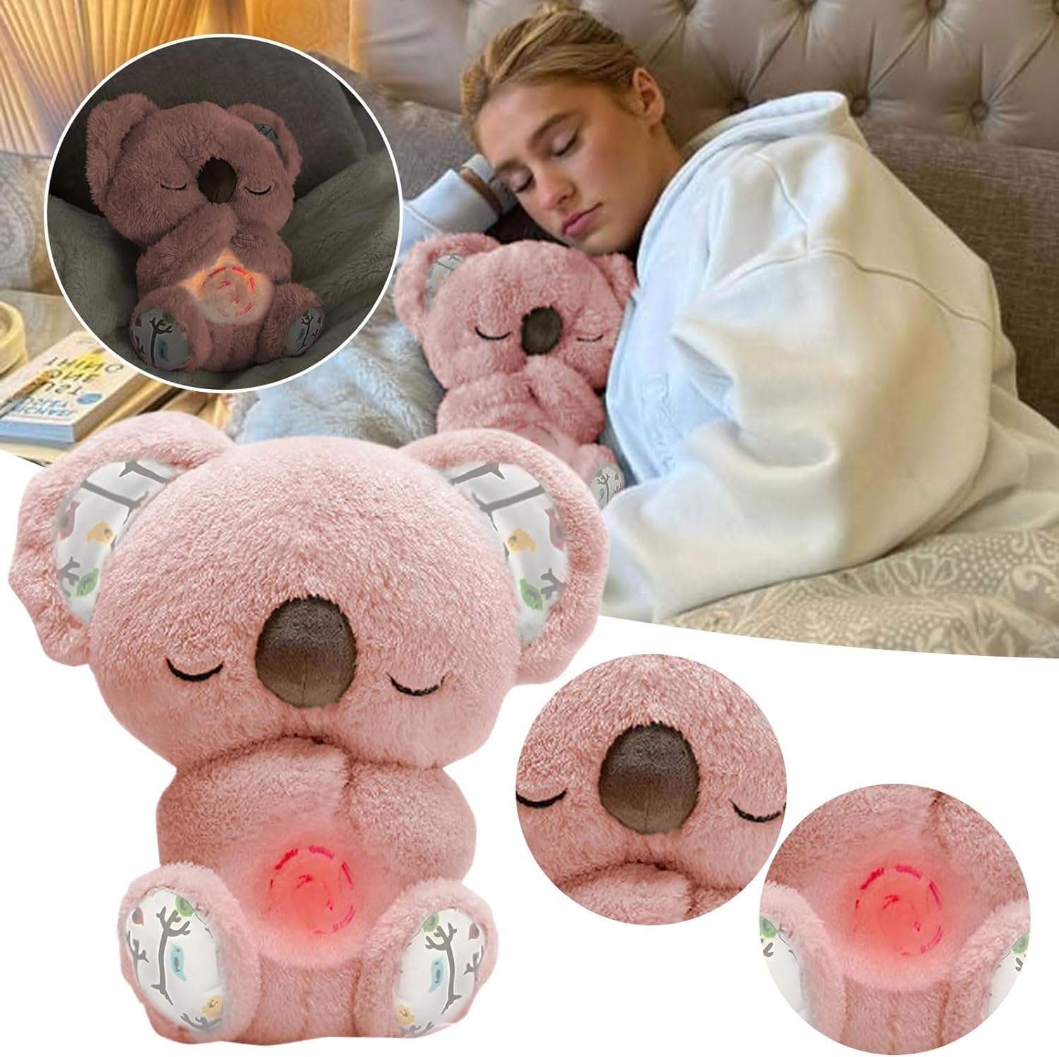 Cute Breathing Luminous Music Koala Doll Arrily Anxiety Relief Koala Baby Sleeping Artifact Soothing Plush Toy