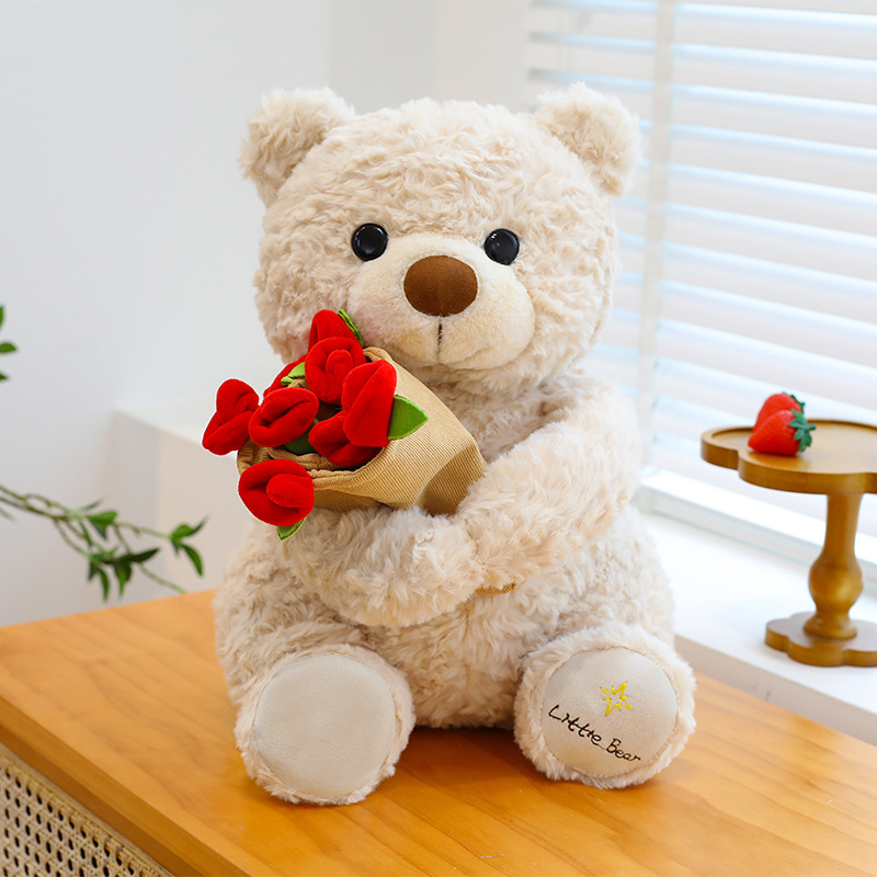 Creative New Valentine's Day Teddy Bear Plush Toy Rose Hat Super Soft Plush Pp Cotton Filled Vacuum Packed For Girls Boys 14