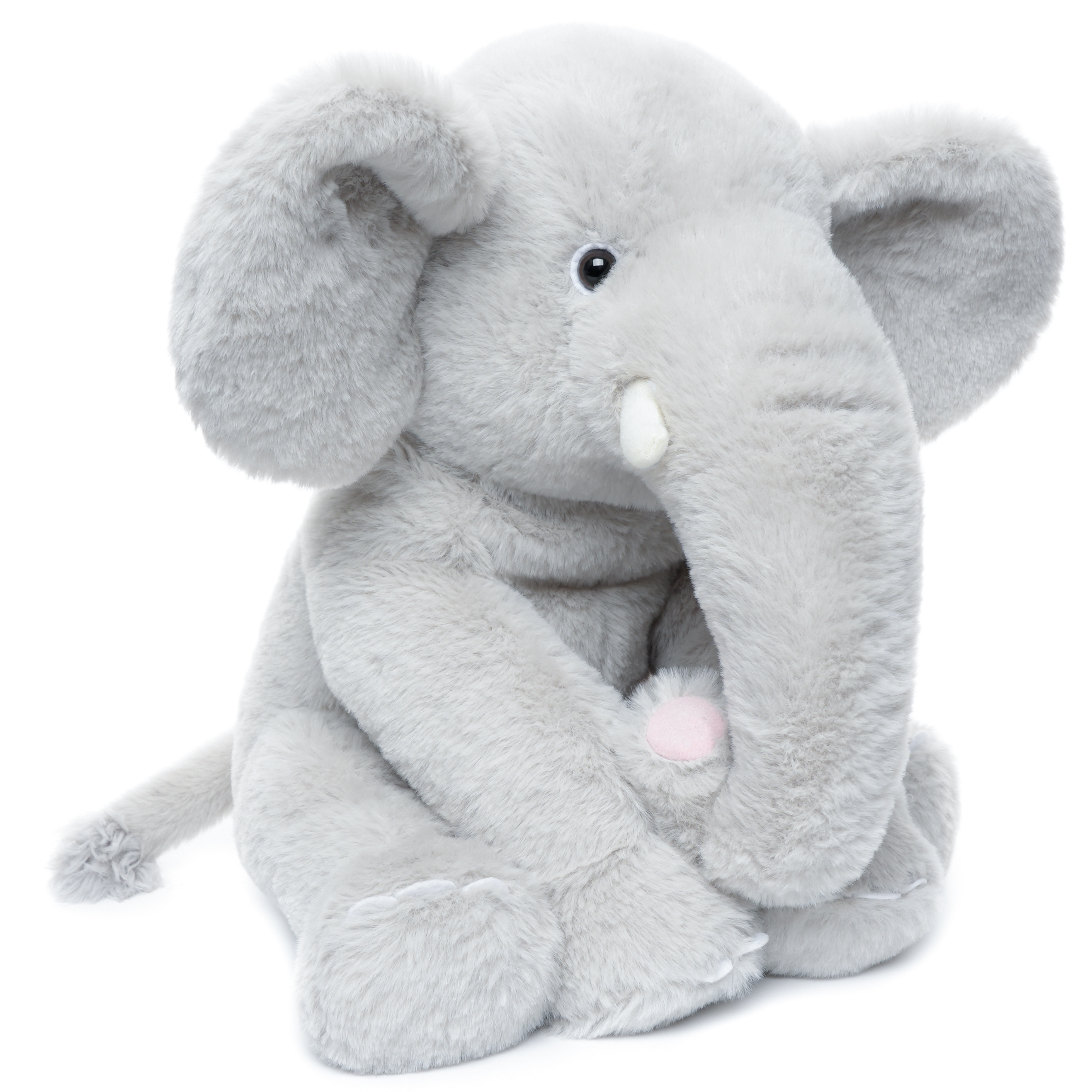 Soft Elephant Plush Toy Stuffed Animal Giant Cuddly Grey Elephant Doll Fluffy Hugging Pillow Plushie for Kids Bedroom Decor Gift