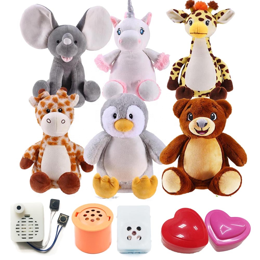 Custom Plush Record Your Voice Plush Animal Toys OEM Design Teddy Bear With Recording Heart Beat