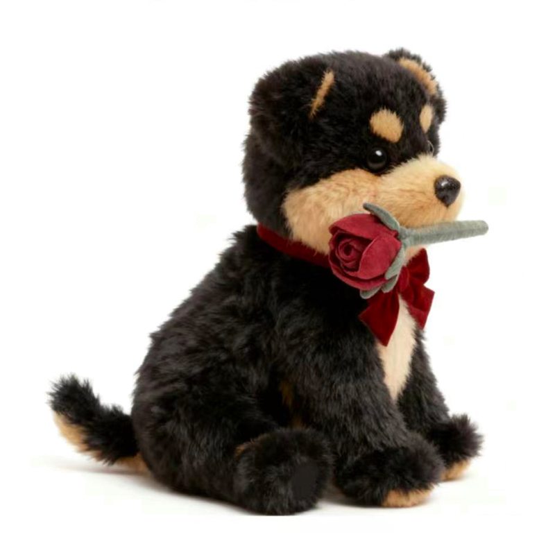 Wholesale Custom High Quality OEM/ODM Valentines Dog Toy Children Cute Soft Dog Plush Toy Rose Toy