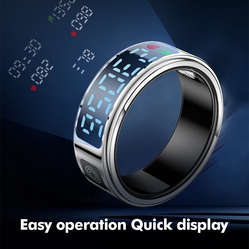 Custom Fashion Health Monitoring Smart Finger Ring Wearable Rings Termometro Device Smartring with Screen