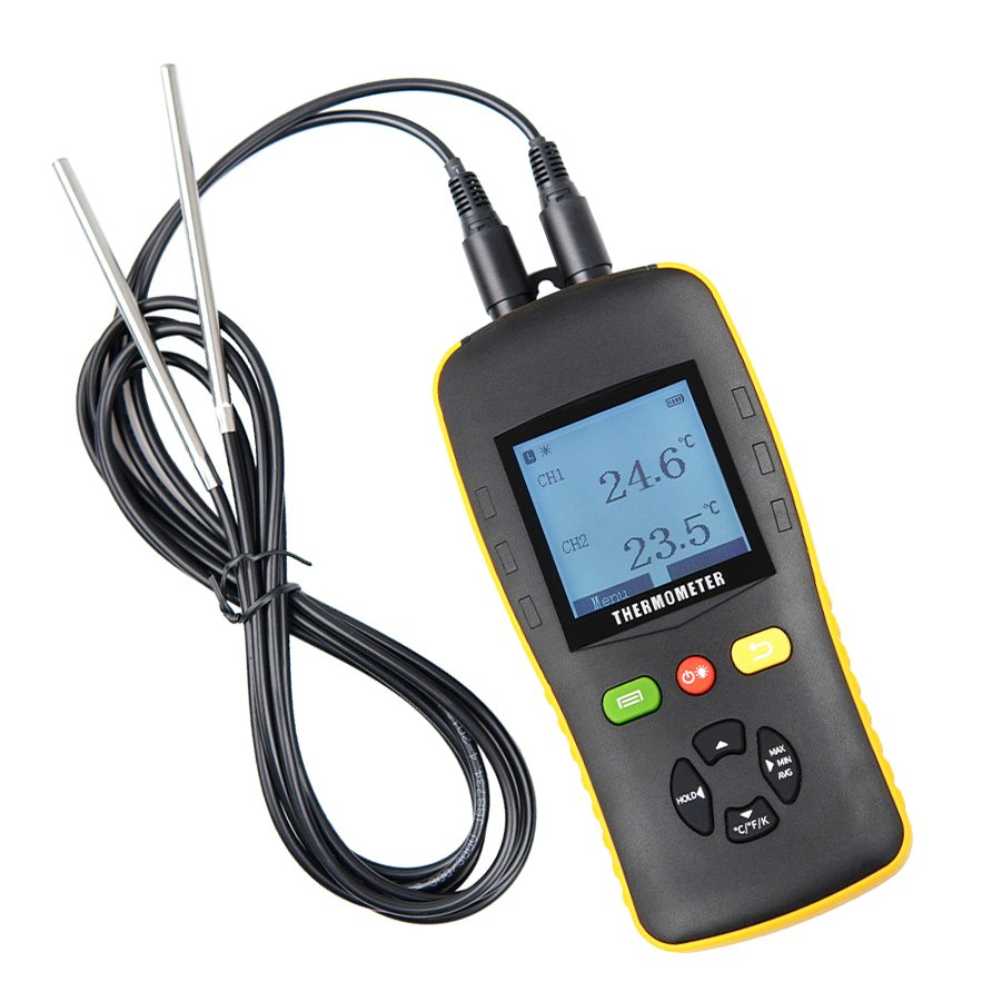 Digital Dual Channel Thermometer Recorder PT100 PT1000 Probe Temperature Instrument