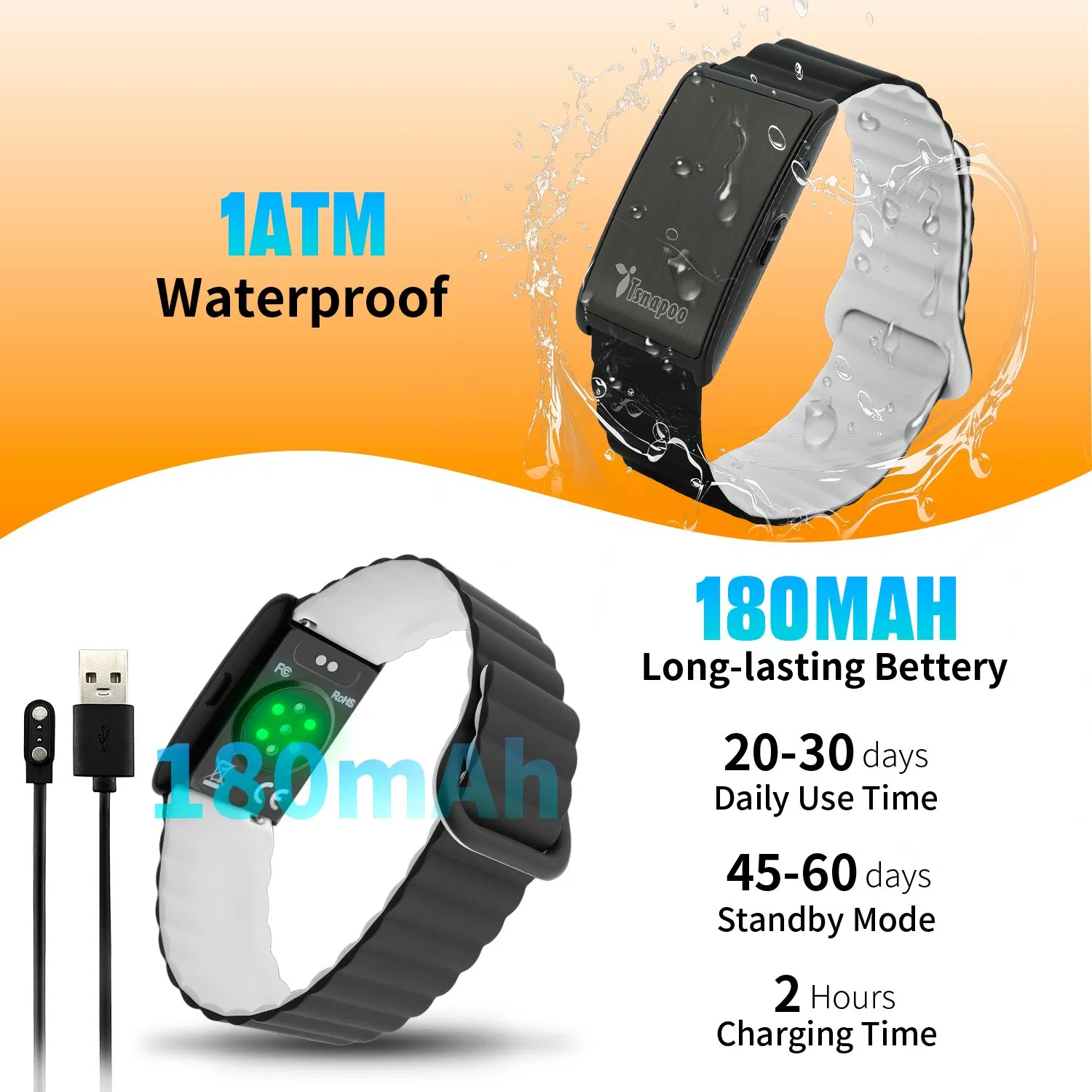 Wholesale CE RoHS Screenless Smart Fitness Tracker GPS Running 1ATM Waterproof Magnetic Strap Heart Rate Hrv Monitor for Sleep Step Ai Health Gym Training