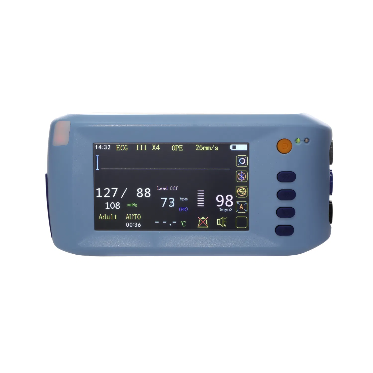 Portable ECG, NIBP, SpO2, Pr, Temp., Hr Touch Screen Handheld Patient Monitor