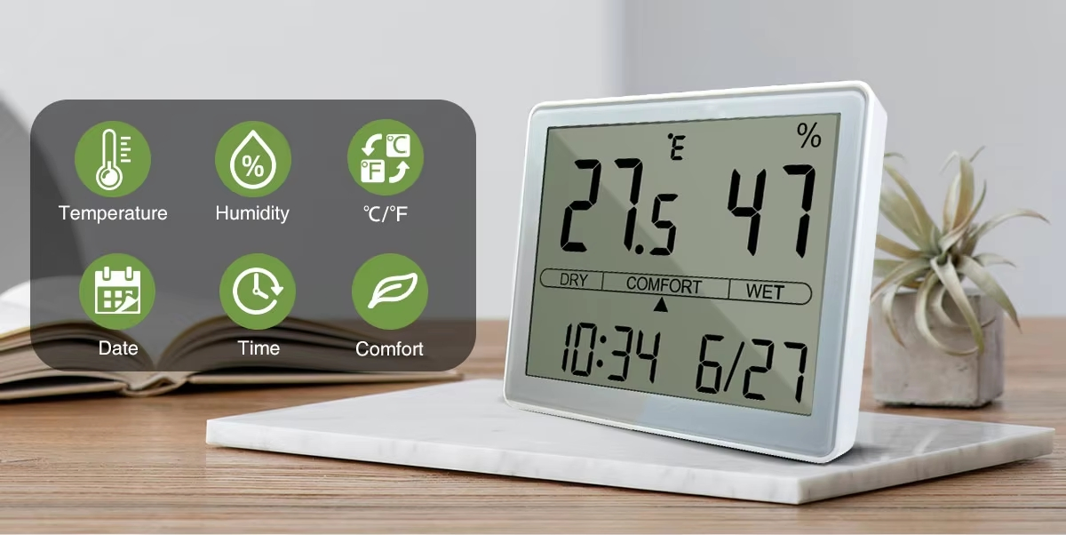 Digital Room Thermometer and Humidity Meter Easy Use Indoor Thermometer Digital Popular Humidity Meter for Easy Monitoring