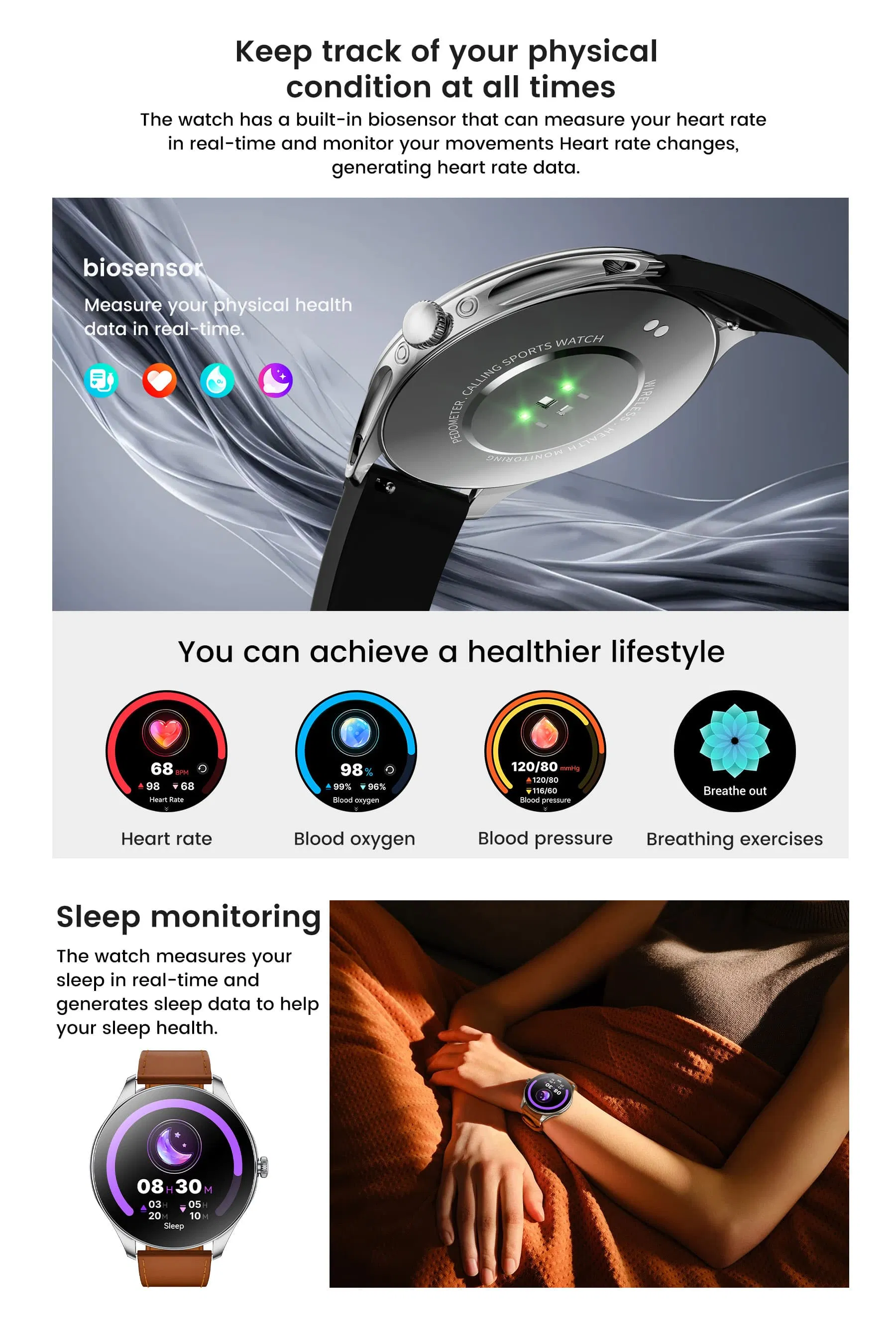 Smartwatch Sk42 Emotion Fatigue Detection Smart Watch Fashion ECG Health Wearable Devices Amoled Uric Acid Lipid