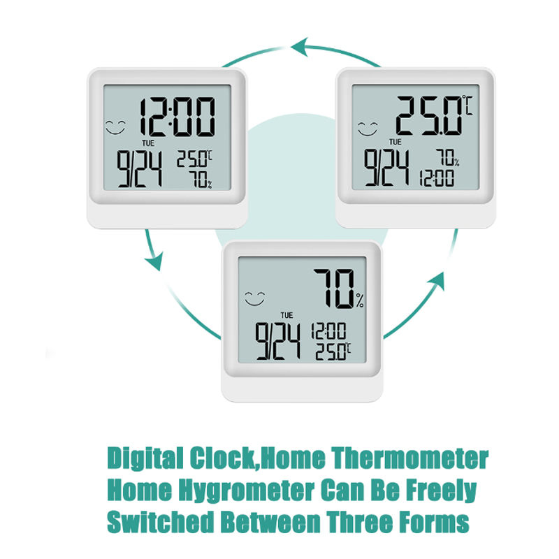 Factory Wholesale New Design LCD Display Digital Hygrometer Thermometer with Clock