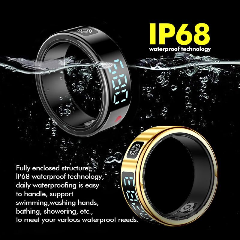 Custom Fashion Health Monitoring Smart Finger Ring Wearable Rings Termometro Device Smartring with Screen