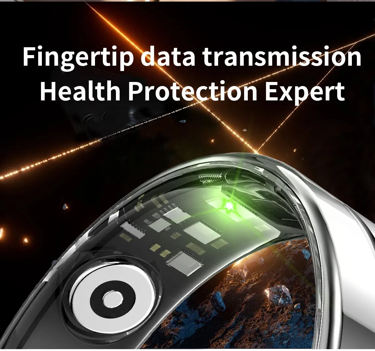 Ultra Thin Wearable 5ATM Waterproof Smart Hand Finger Rings Blood Pressure Monitor for Wellness Fitness Tracker