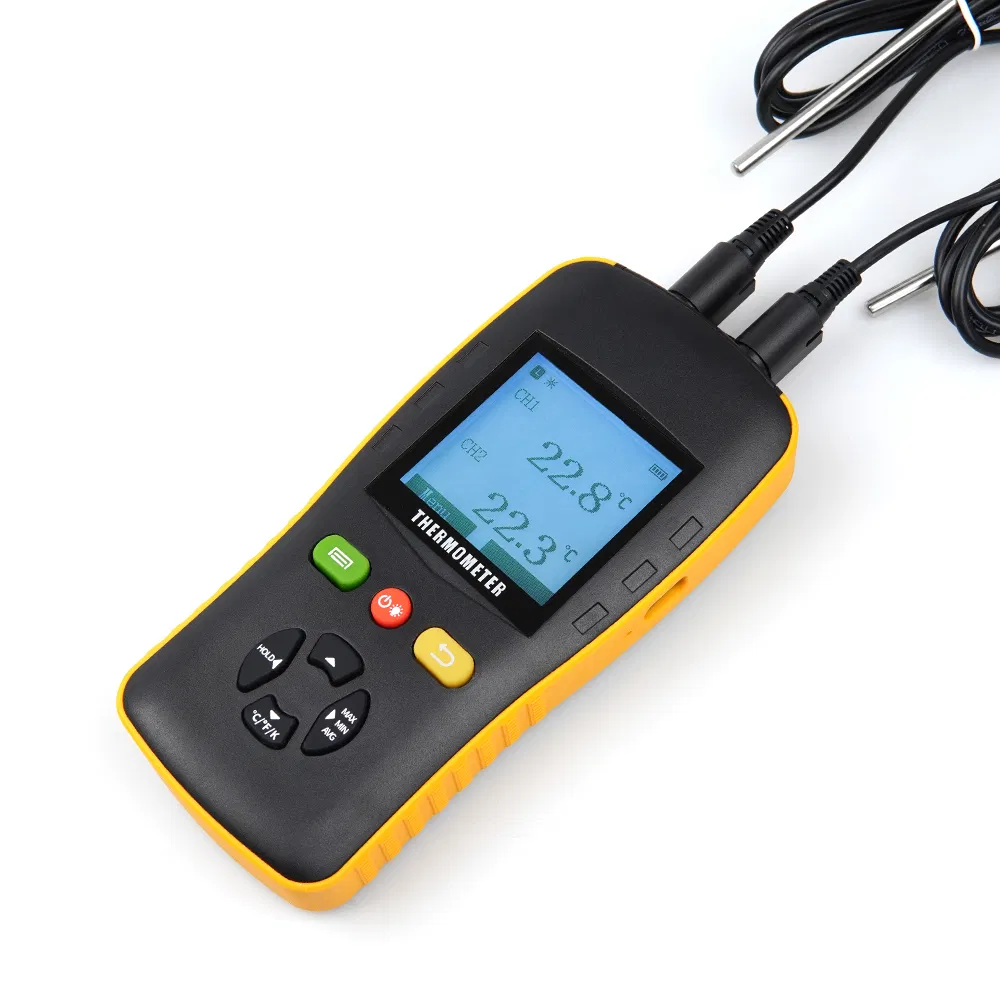 Digital Dual Channel Thermometer Recorder PT100 PT1000 Probe Temperature Instrument