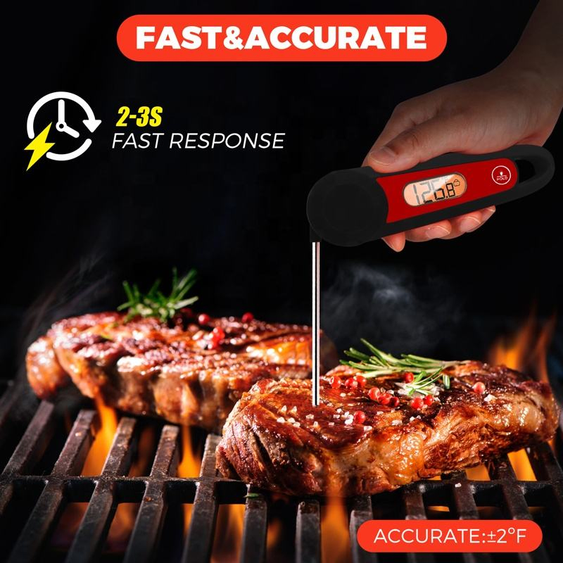 New Arrival Waterproof LCD Backlight Foldable Probe Digital Meat Thermometer with Magnet
