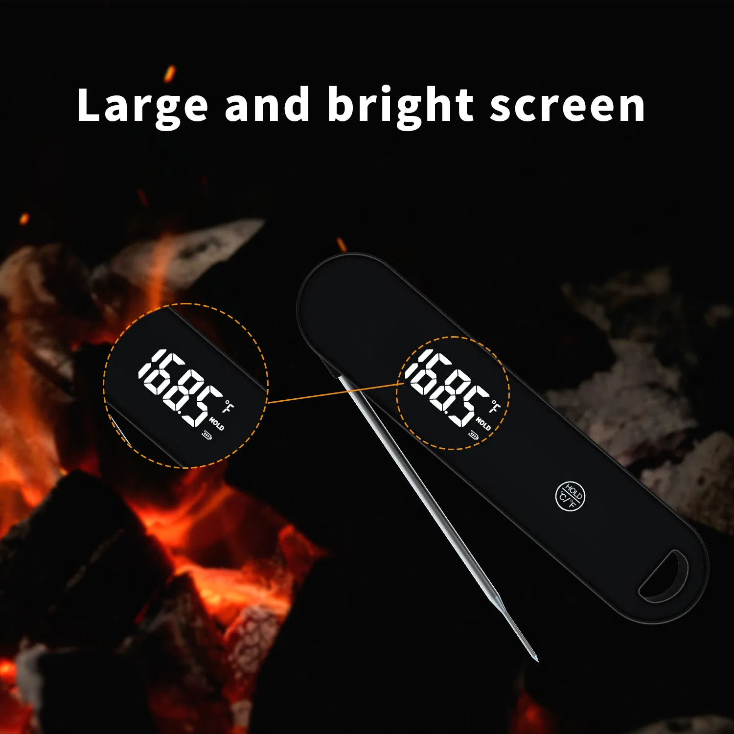 Less Than 0.6 Seconds Thermocouple Meat Thermometer Digital, Instant Read Thermometer with LCD Display, IP67 Waterproof for Grill, BBQ, Cooking, Smoker