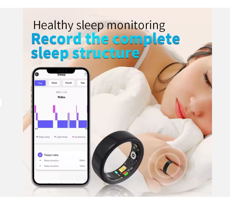 Light Weight 24 Hours Health Heart Rate Monitor Device Fitness Finger Wearable Different Size Smart Ring