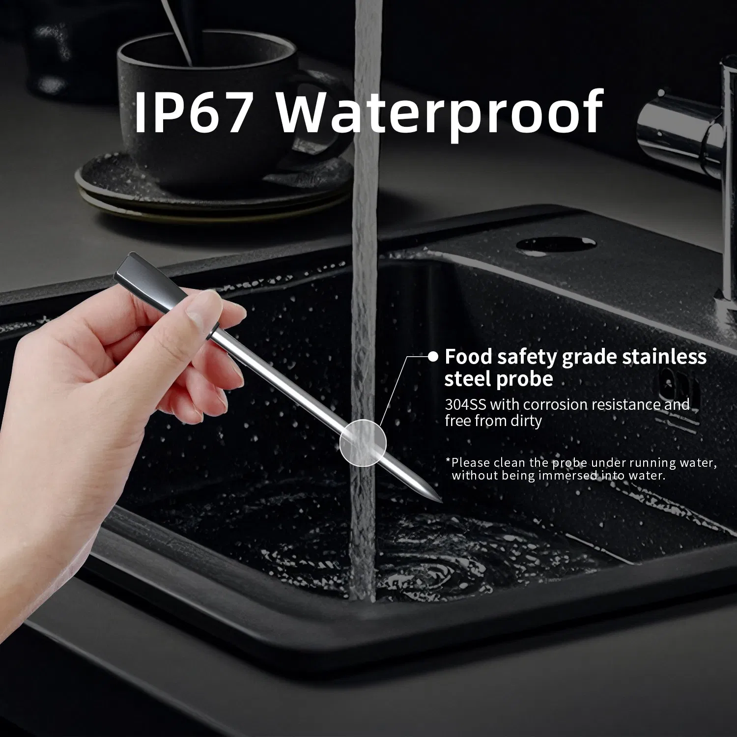 Two Sensor Digital Probe Smart Bluetooth Wireless Meat Thermometer for BBQ/Grill/Oven/Smoker/Air Fryer/Kitchen/Steak/Cooking/Food with Meat/Ambient Temperature