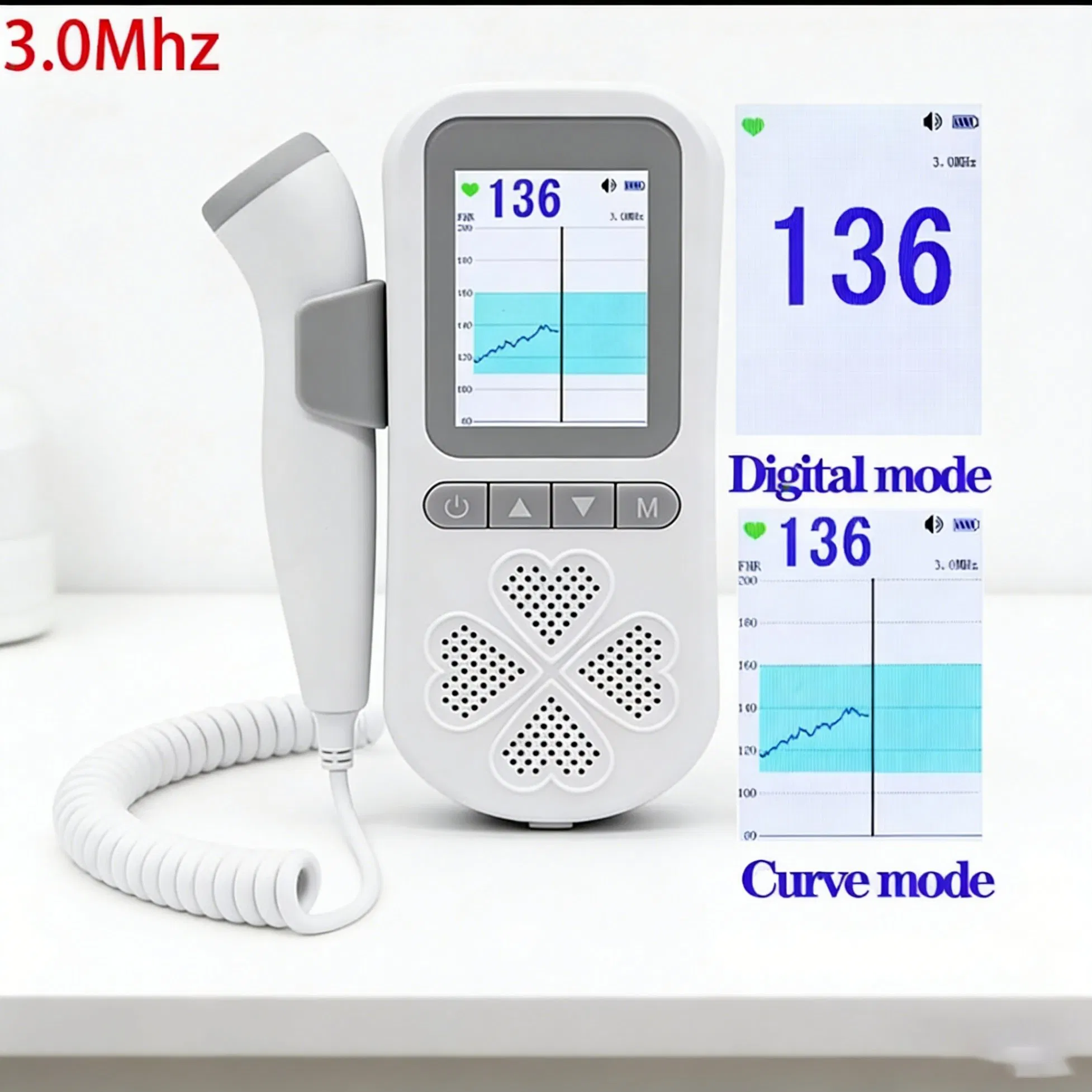 Doppler Ultrasound Fetal Heart Rate Monitor &amp; Patient Monitor Portable Patient Monitor for Prenatal Care