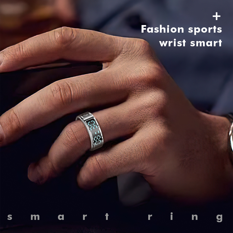 Custom Fashion Health Monitoring Smart Finger Ring Wearable Rings Termometro Device Smartring with Screen