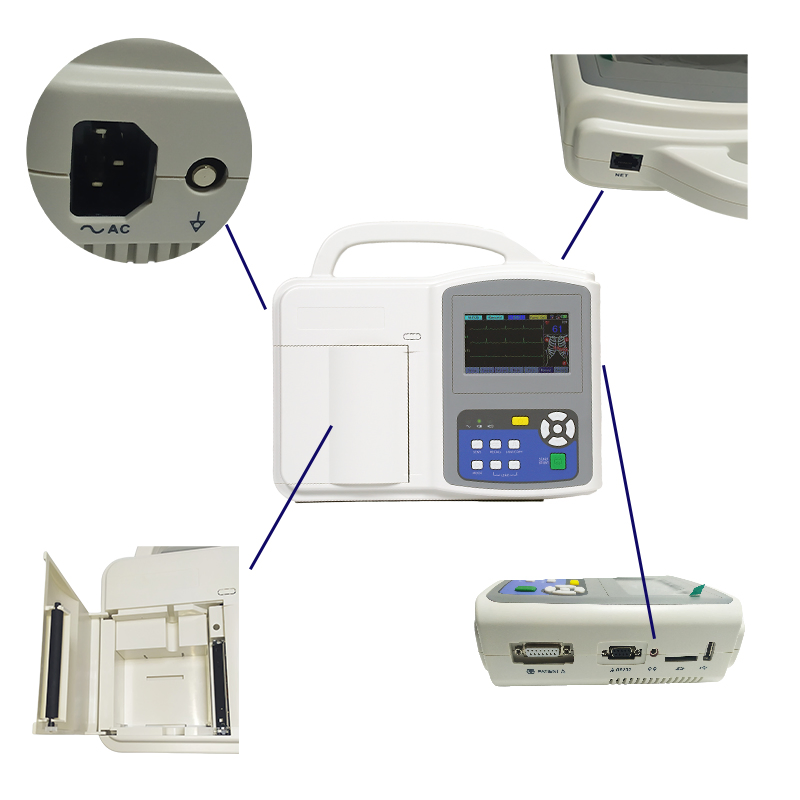Portable 3-Lead ECG Machine Cardiac Monitor Medical Diagnostic Device