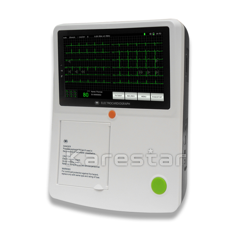 Electrocardiograph 3 Channel 12 Leads Cheapest Portable Touch Screen ECG Device
