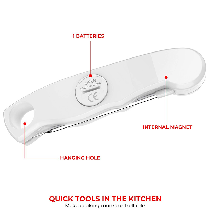 Amazon Best Seller CE FCC RoHS Auto off Waterproof Instant Read Kitchen Grill Milk Foldable Food Meat Digital Thermometer for BBQ Cooking Candy Gifts