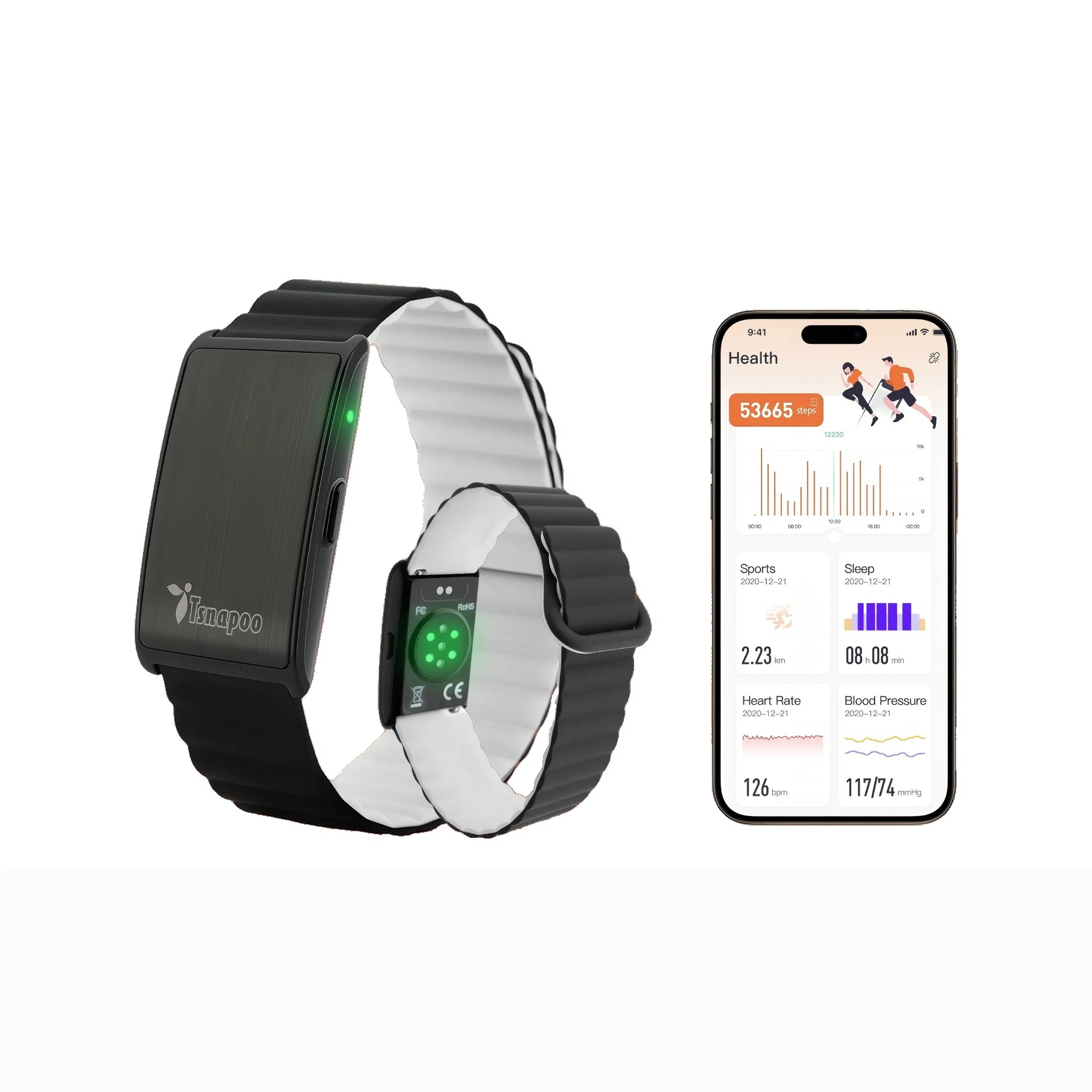 Wholesale CE RoHS Screenless Smart Fitness Tracker GPS Running 1ATM Waterproof Magnetic Strap Heart Rate Hrv Monitor for Sleep Step Ai Health Gym Training