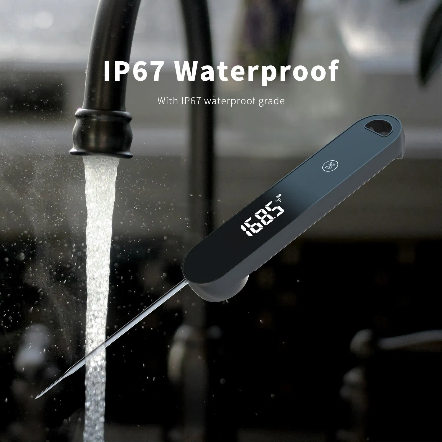 Less Than 0.6 Seconds Thermocouple Meat Thermometer Digital, Instant Read Thermometer with LCD Display, IP67 Waterproof for Grill, BBQ, Cooking, Smoker