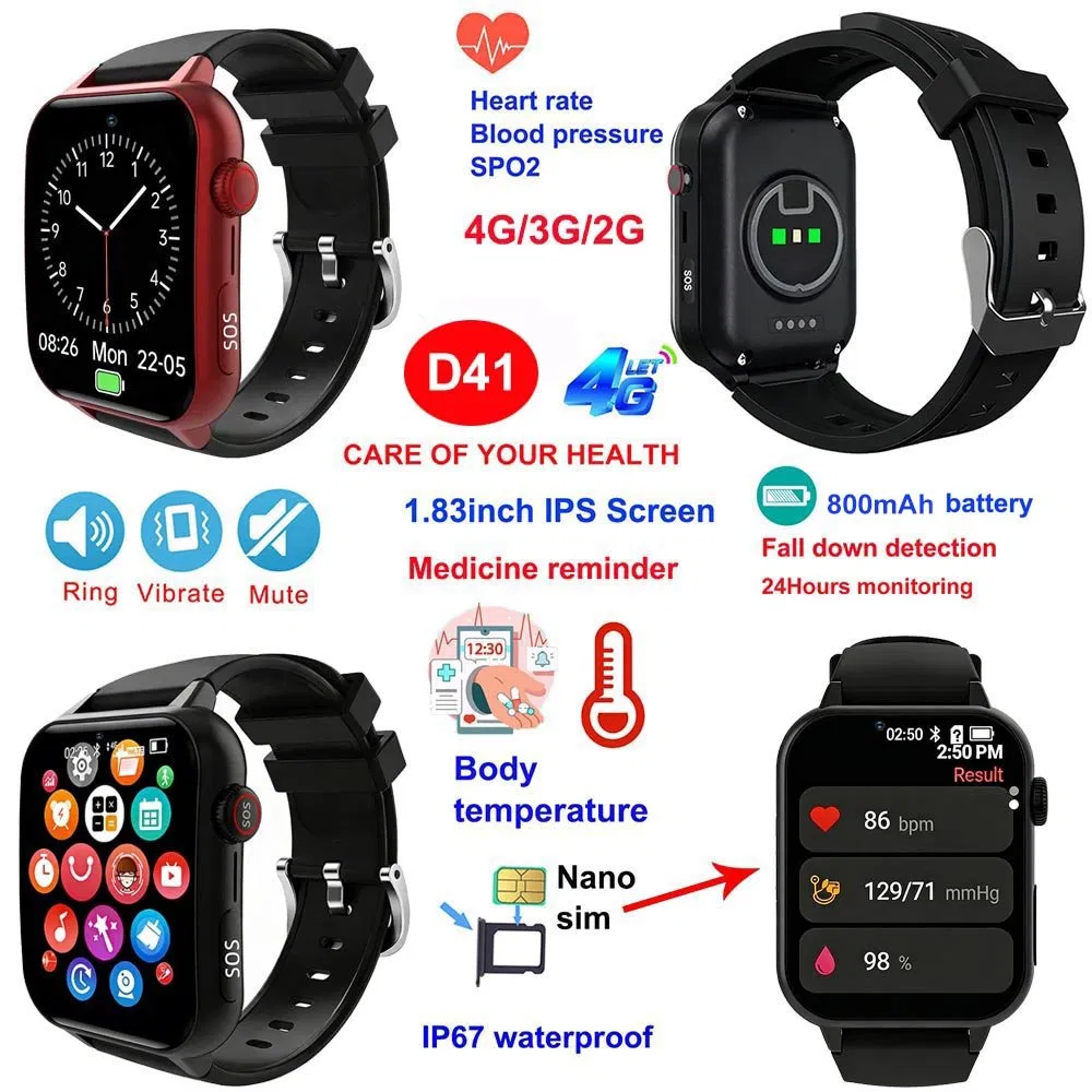 New arrival 4G IP67 water resistance fitness cognitive disorders smart gps safety tracker with live map monitoring SOS emergency call D41