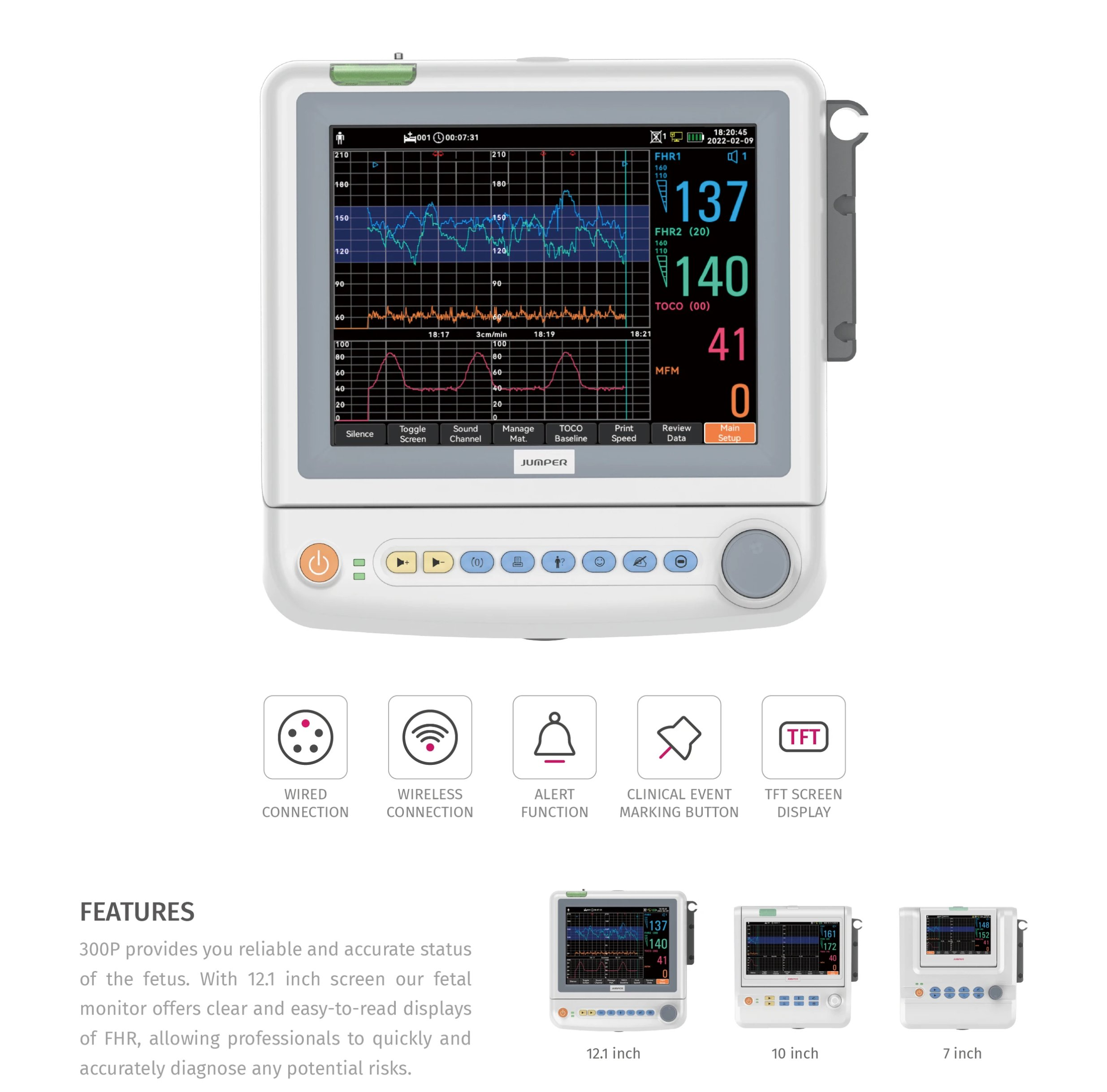 9parameter Fetal Doppler Baby Heart Rate Monitor Ctg Machine Maternal Fetal Monitor