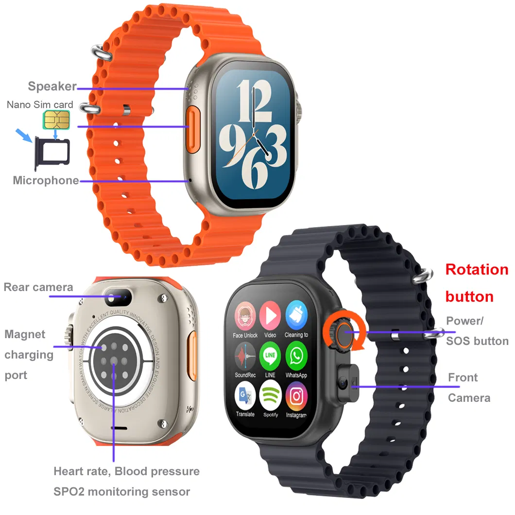 New launched factory supply 4G IP67 waterproof Long battery life fitness Children kids smart GPS watch Tracker with large IPS screen D55