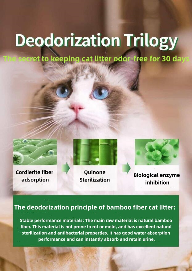 Highly Absorbent Quick Clumping Low Dust Formula Flushable Toilet Natural Bamboo Scented Cat Litter