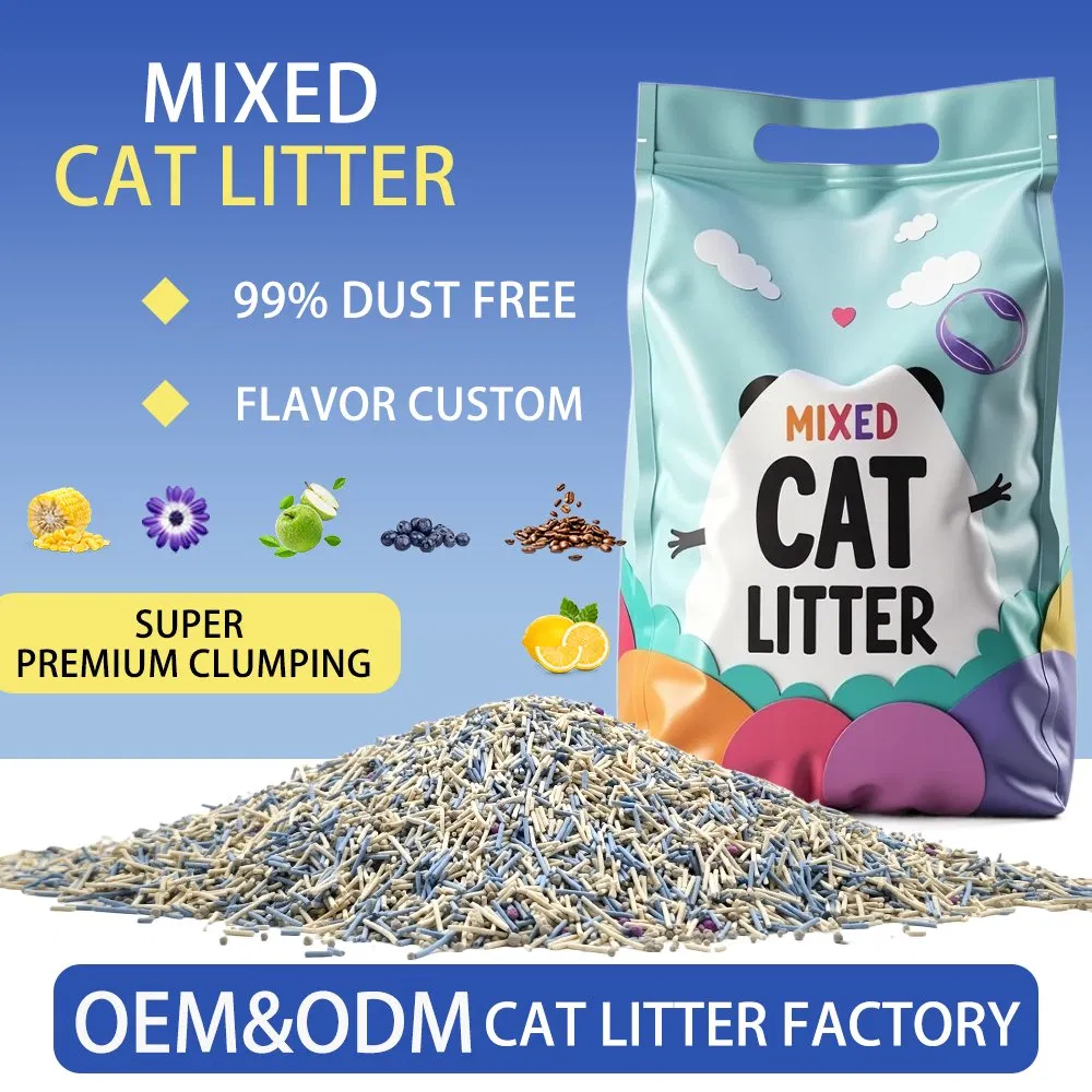Factory Direct Sales Mixed Cat Litter 6L Tofu Cat Litter Dust-Free Deodorizing Mixed Bentonite Cat Litter Strong Agglomeration Can Be Washed
